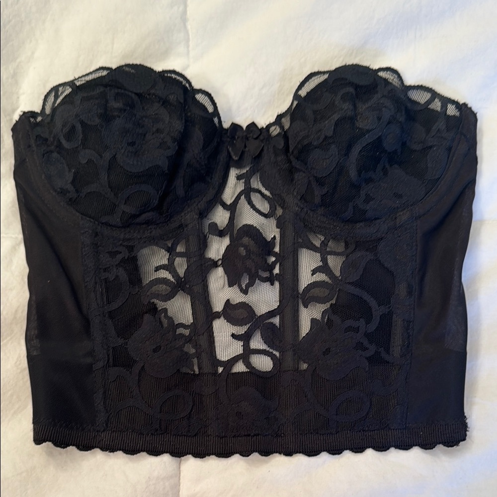 Sexy Elegant Black Lace strapless Bustier